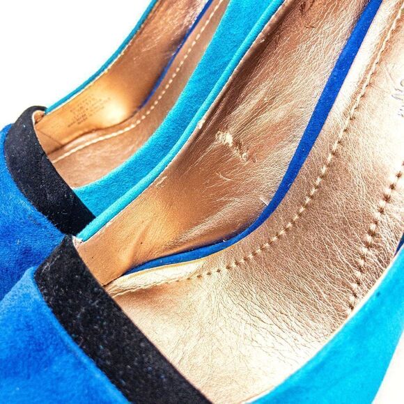 BCBGeneration Blue Colorblock Suede Perries Pumps Heels Sz 7.5B - Picture 6 of 12